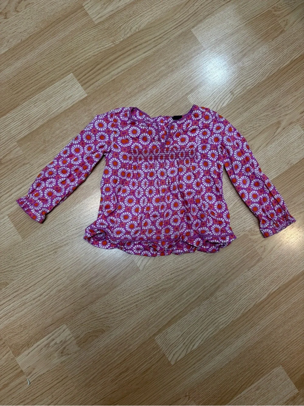 babyGap 18-24M Purple Floral Peplum Long Sleeve Blouse Cotton Girls Top Ruffle
